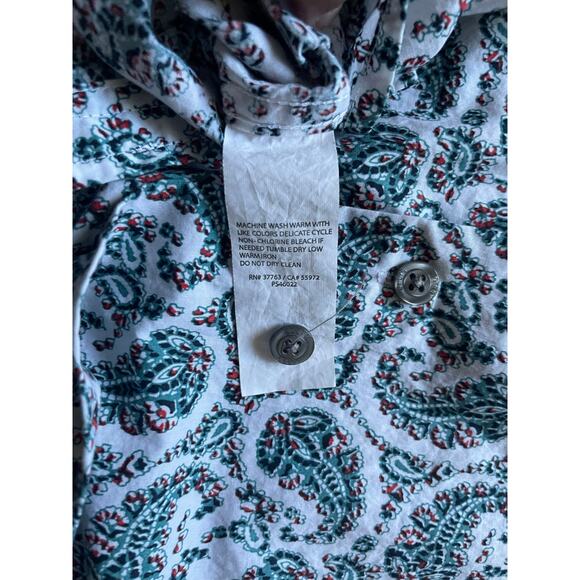 Perry Ellis Mens/Teen White Button-Down Shirt Sz Medium Green and Red Paisley - Picture 8 of 10